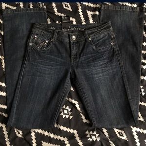 New- dark denim L.A. idol USA studded jeans